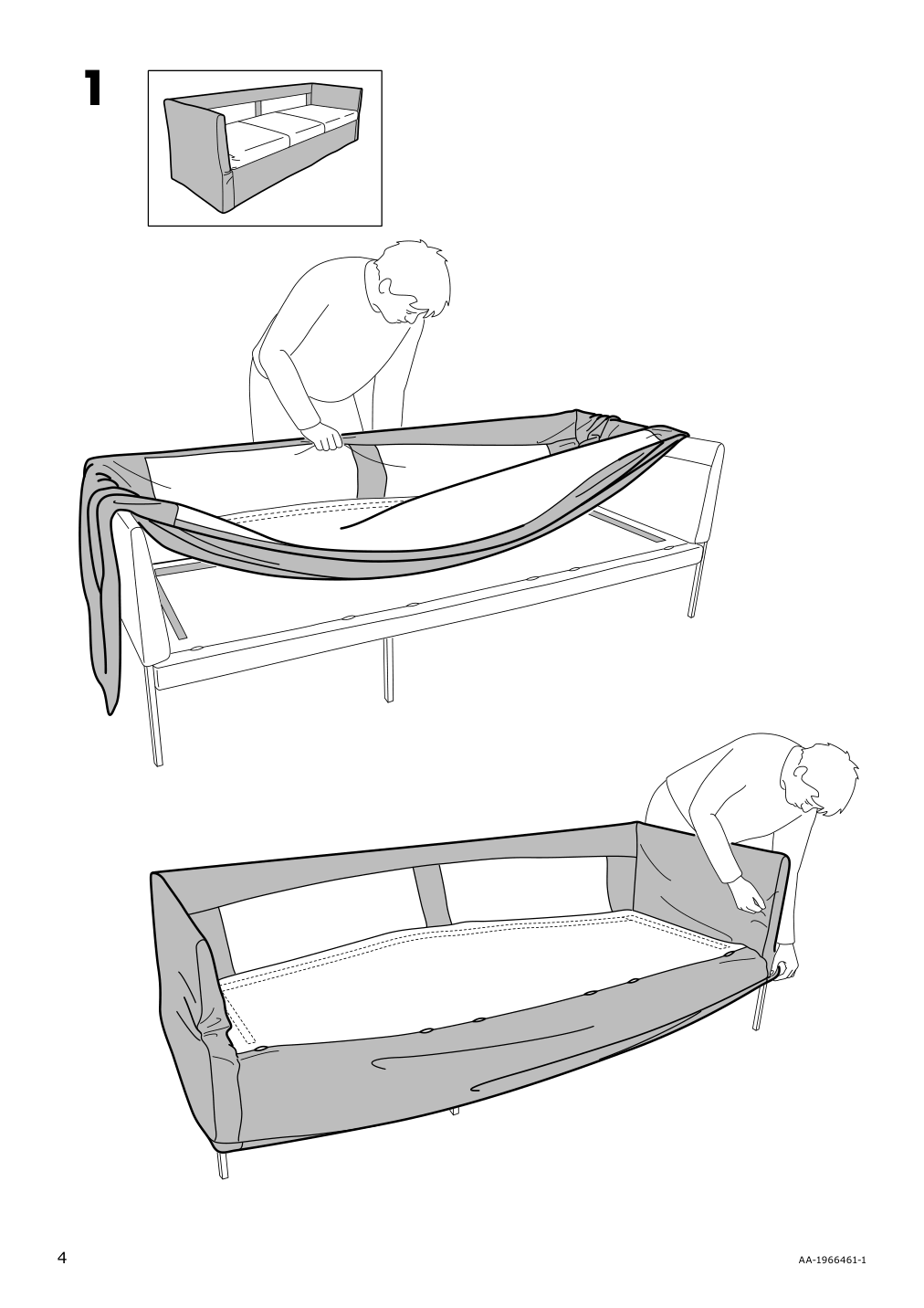 Assembly instructions for IKEA Brathult cover for 3 seat corner sectional borred gray green | Page 4 - IKEA BRÅTHULT cover for 3-seat corner sectional 303.362.42