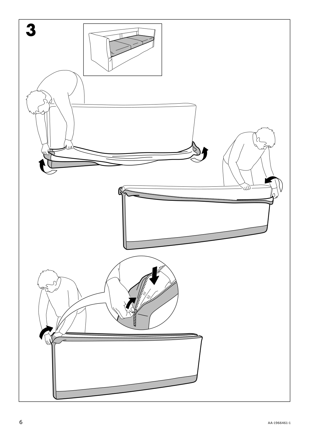 Assembly instructions for IKEA Brathult cover for 3 seat corner sectional borred gray green | Page 6 - IKEA BRÅTHULT cover for 3-seat corner sectional 303.362.42