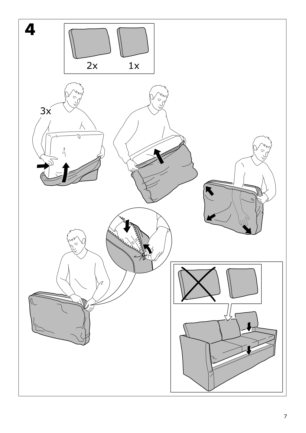 Assembly instructions for IKEA Brathult cover for 3 seat corner sectional borred gray green | Page 7 - IKEA BRÅTHULT cover for 3-seat corner sectional 303.362.42