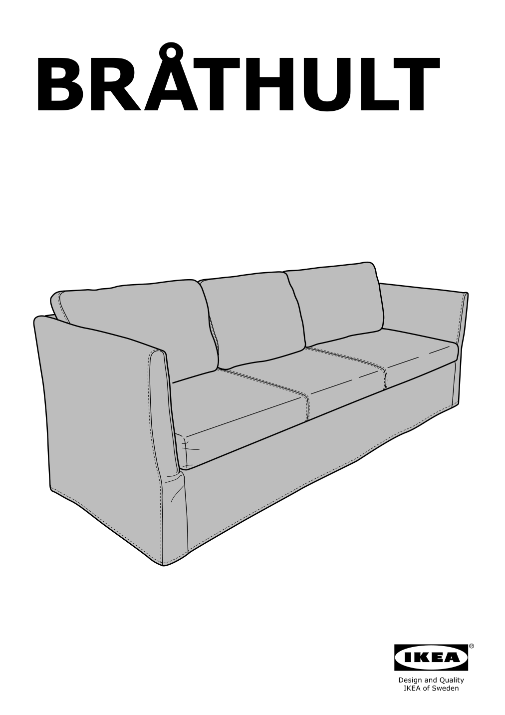 Assembly instructions for IKEA Brathult cover for sofa borred gray green | Page 1 - IKEA BRÅTHULT cover for sofa 403.362.46