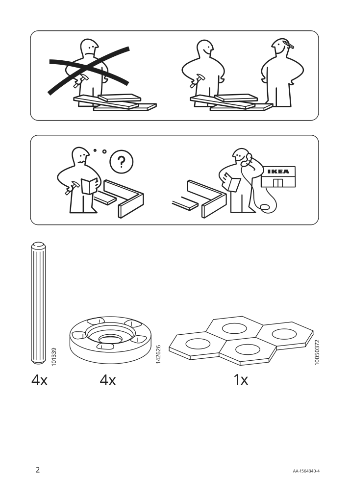 Assembly instructions for IKEA Brennasen leg black stained | Page 2 - IKEA ESPEVÄR slatted mattress base with legs 292.079.05