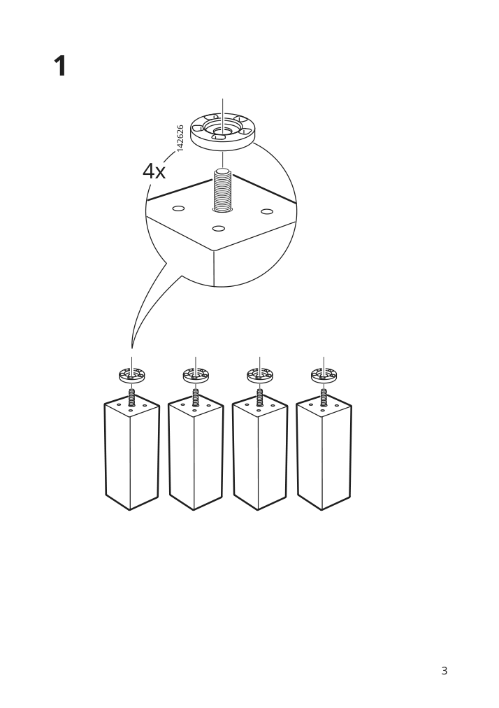 Assembly instructions for IKEA Brennasen leg black stained | Page 3 - IKEA ESPEVÄR slatted mattress base with legs 292.079.05