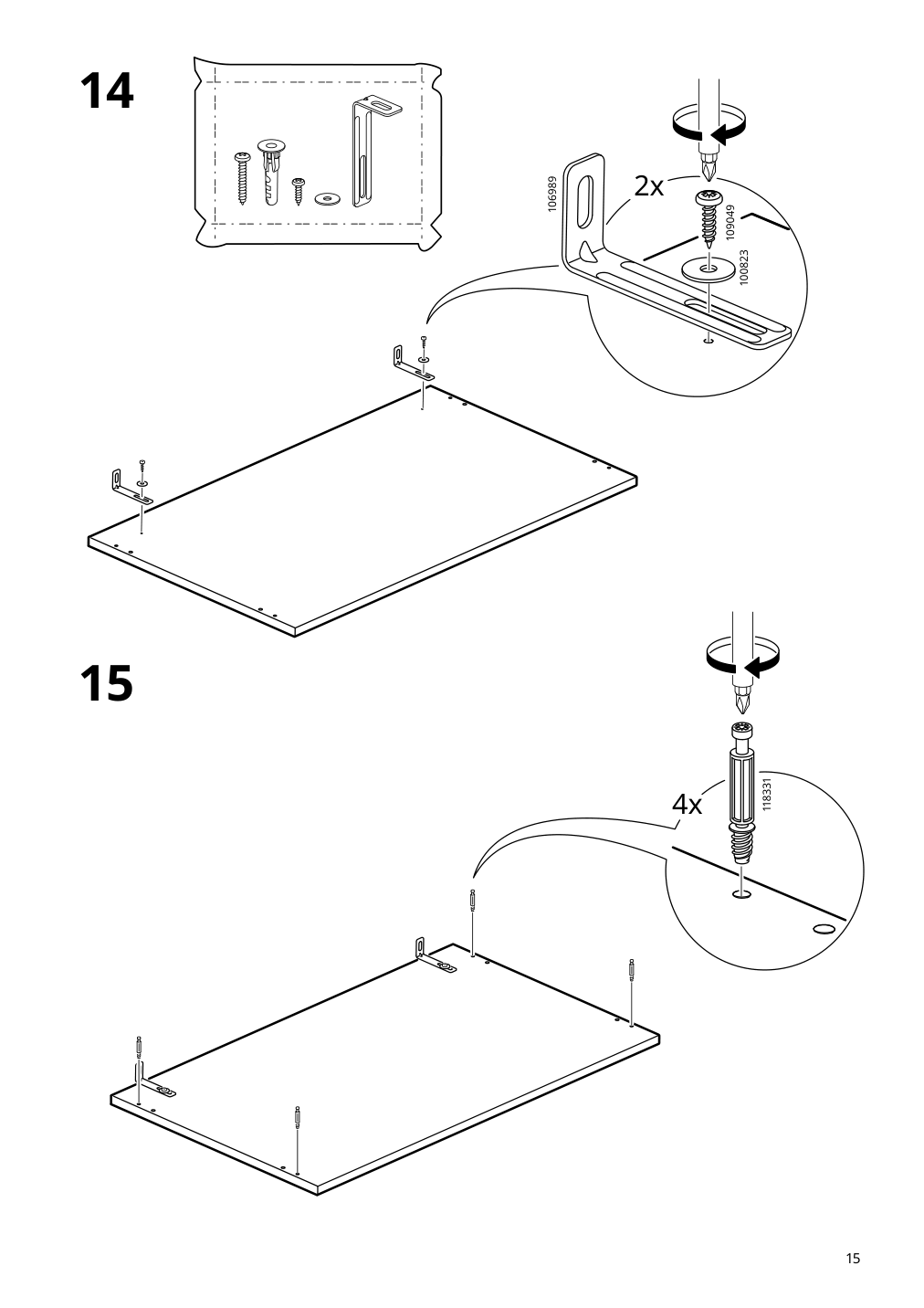 Assembly instructions for IKEA Brimnes 4 drawer chest white | Page 15 - IKEA BRIMNES 4-drawer chest 205.728.33