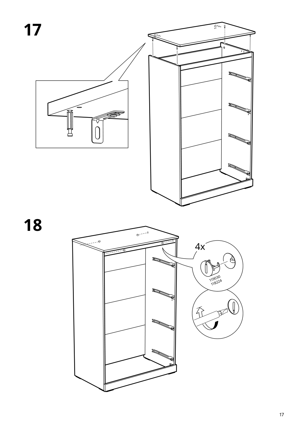 Assembly instructions for IKEA Brimnes 4 drawer chest white | Page 17 - IKEA BRIMNES 4-drawer chest 205.728.33