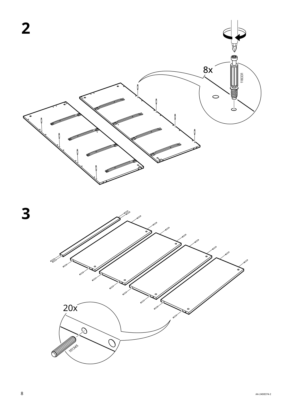 Assembly instructions for IKEA Brimnes 4 drawer chest white | Page 8 - IKEA BRIMNES 4-drawer chest 205.728.33