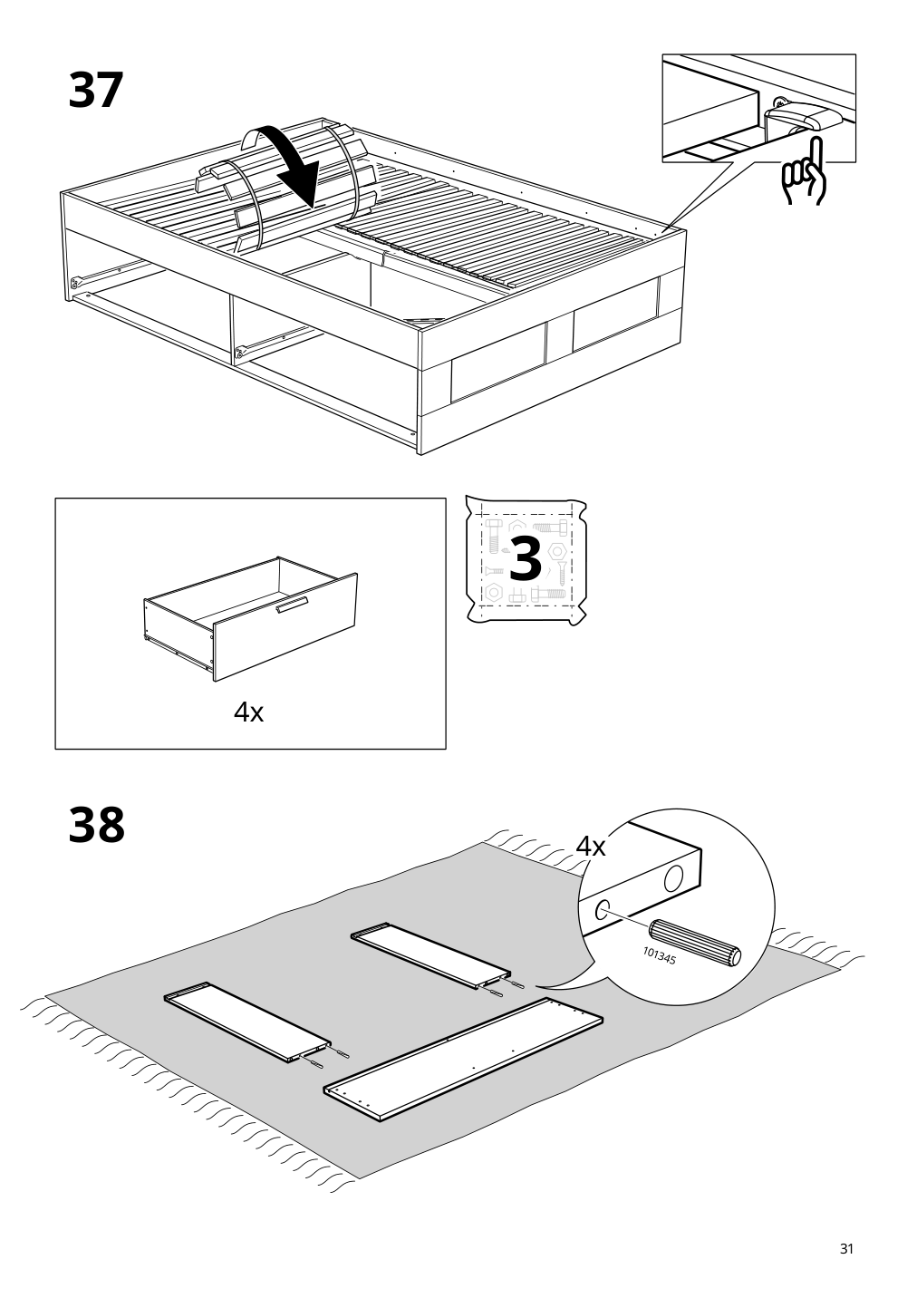 Assembly instructions for IKEA Brimnes bed frame with storage white | Page 31 - IKEA BRIMNES bed frame with storage & headboard 691.574.56