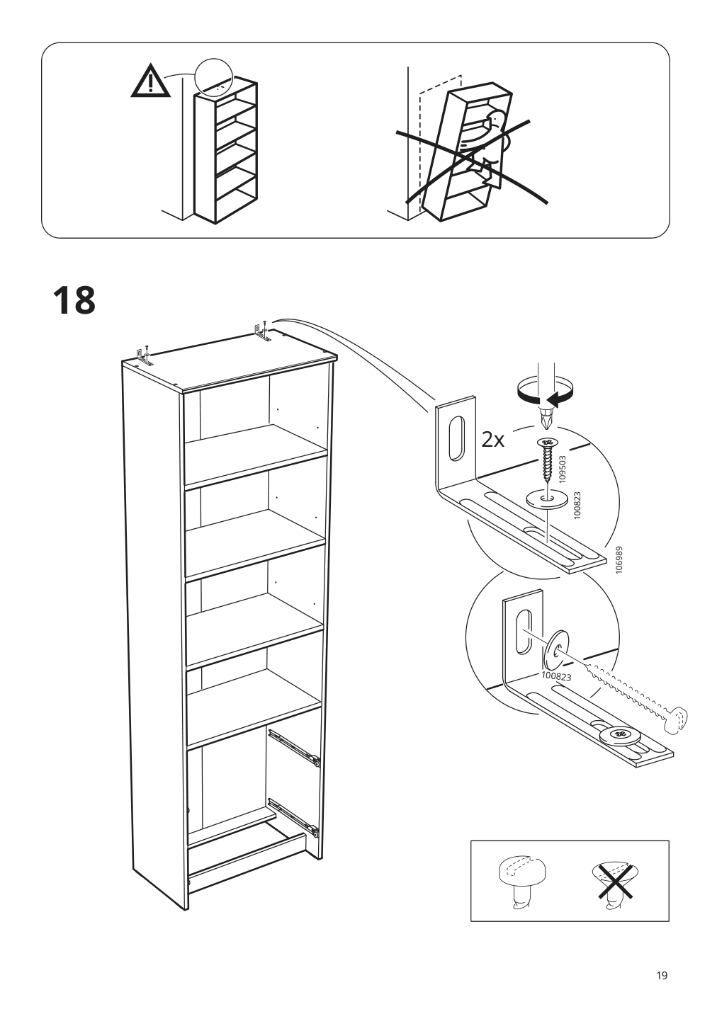 Assembly instructions for IKEA Brimnes bookcase black | Page 19 - IKEA BRIMNES bookcase 403.012.23