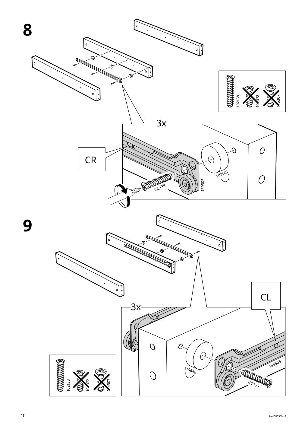 Assembly instructions for IKEA Brimnes daybed frame with 2 drawers gray | Page 10 - IKEA BRIMNES daybed with 2 drawers/2 mattresses 395.006.76