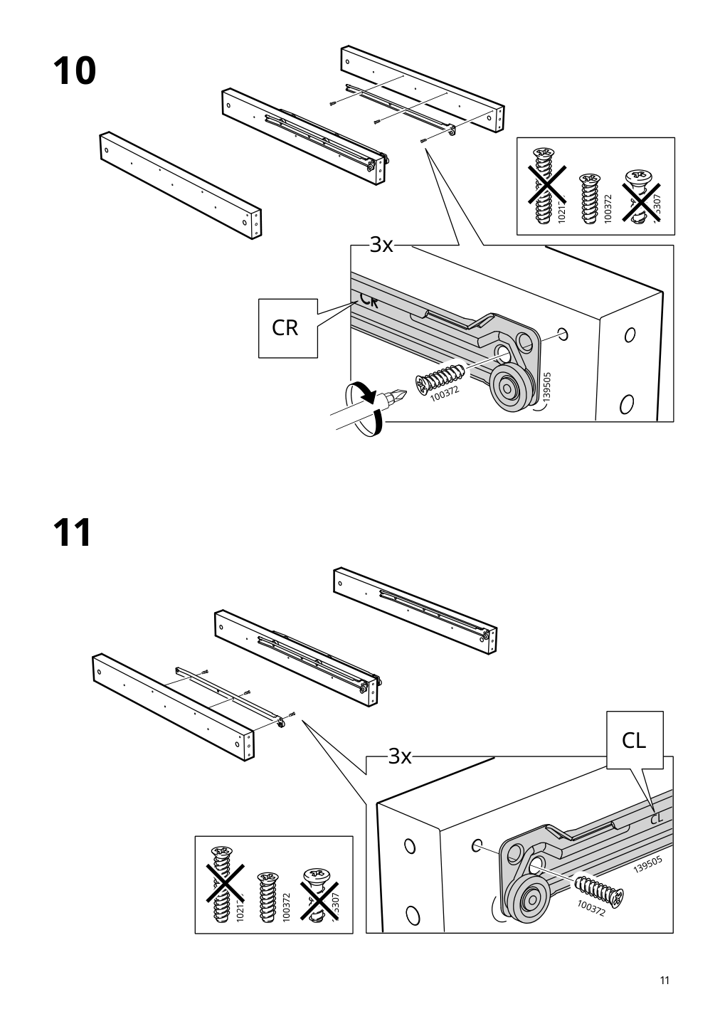 Assembly instructions for IKEA Brimnes daybed frame with 2 drawers gray | Page 11 - IKEA BRIMNES daybed with 2 drawers/2 mattresses 395.006.76