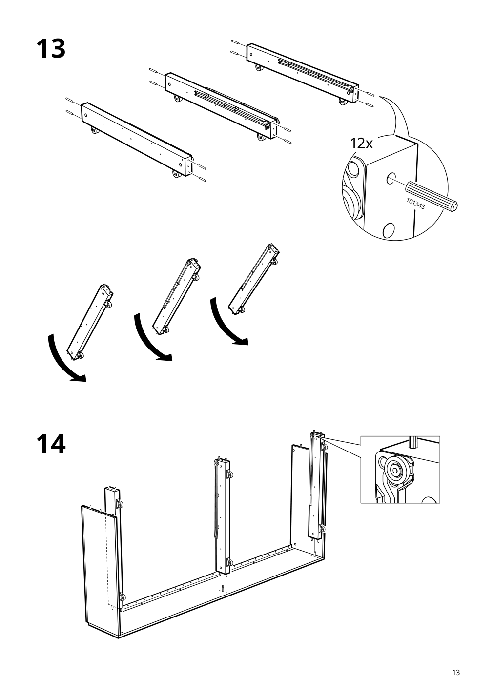 Assembly instructions for IKEA Brimnes daybed frame with 2 drawers gray | Page 13 - IKEA BRIMNES daybed with 2 drawers/2 mattresses 395.006.76