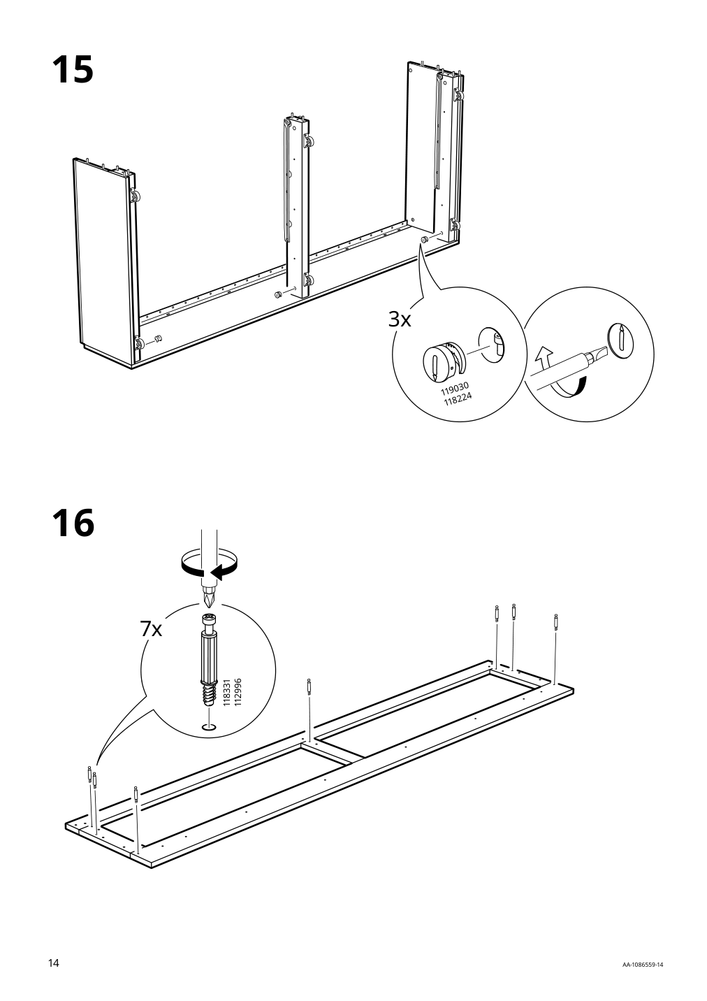 Assembly instructions for IKEA Brimnes daybed frame with 2 drawers gray | Page 14 - IKEA BRIMNES daybed with 2 drawers/2 mattresses 395.006.76