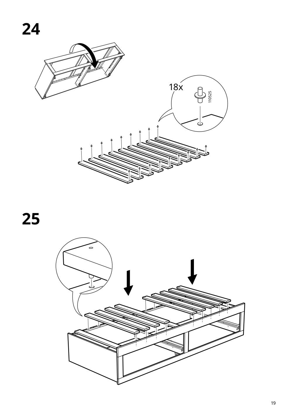 Assembly instructions for IKEA Brimnes daybed frame with 2 drawers gray | Page 19 - IKEA BRIMNES daybed with 2 drawers/2 mattresses 395.006.76