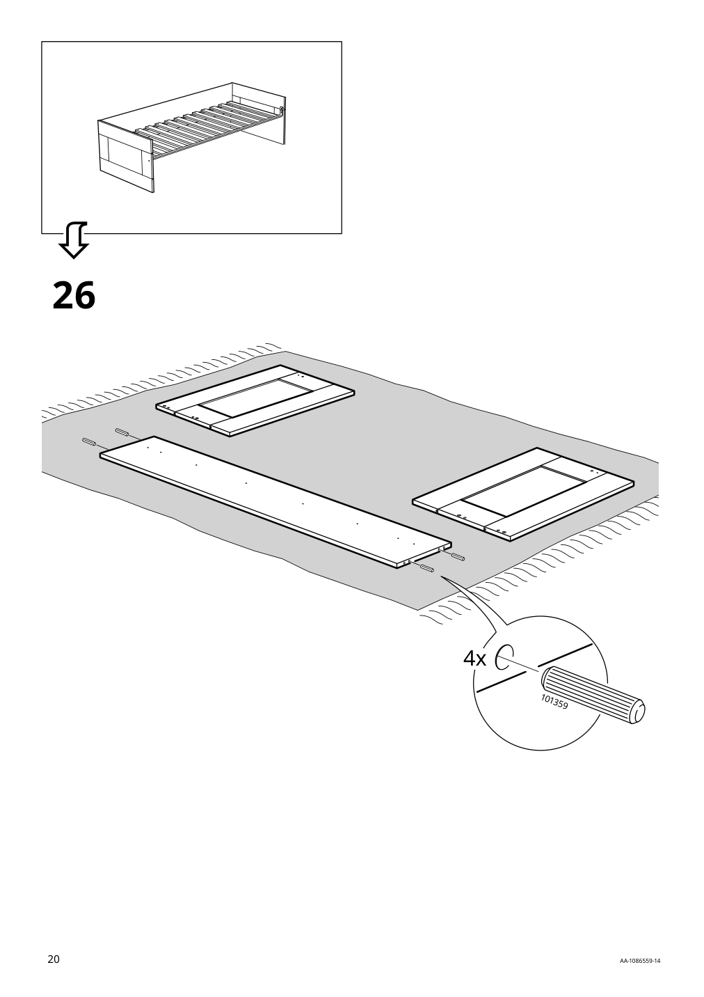 Assembly instructions for IKEA Brimnes daybed frame with 2 drawers gray | Page 20 - IKEA BRIMNES daybed with 2 drawers/2 mattresses 395.006.76