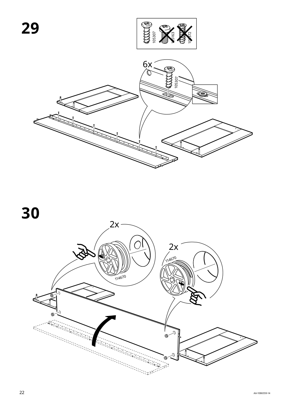 Assembly instructions for IKEA Brimnes daybed frame with 2 drawers gray | Page 22 - IKEA BRIMNES daybed with 2 drawers/2 mattresses 395.006.76