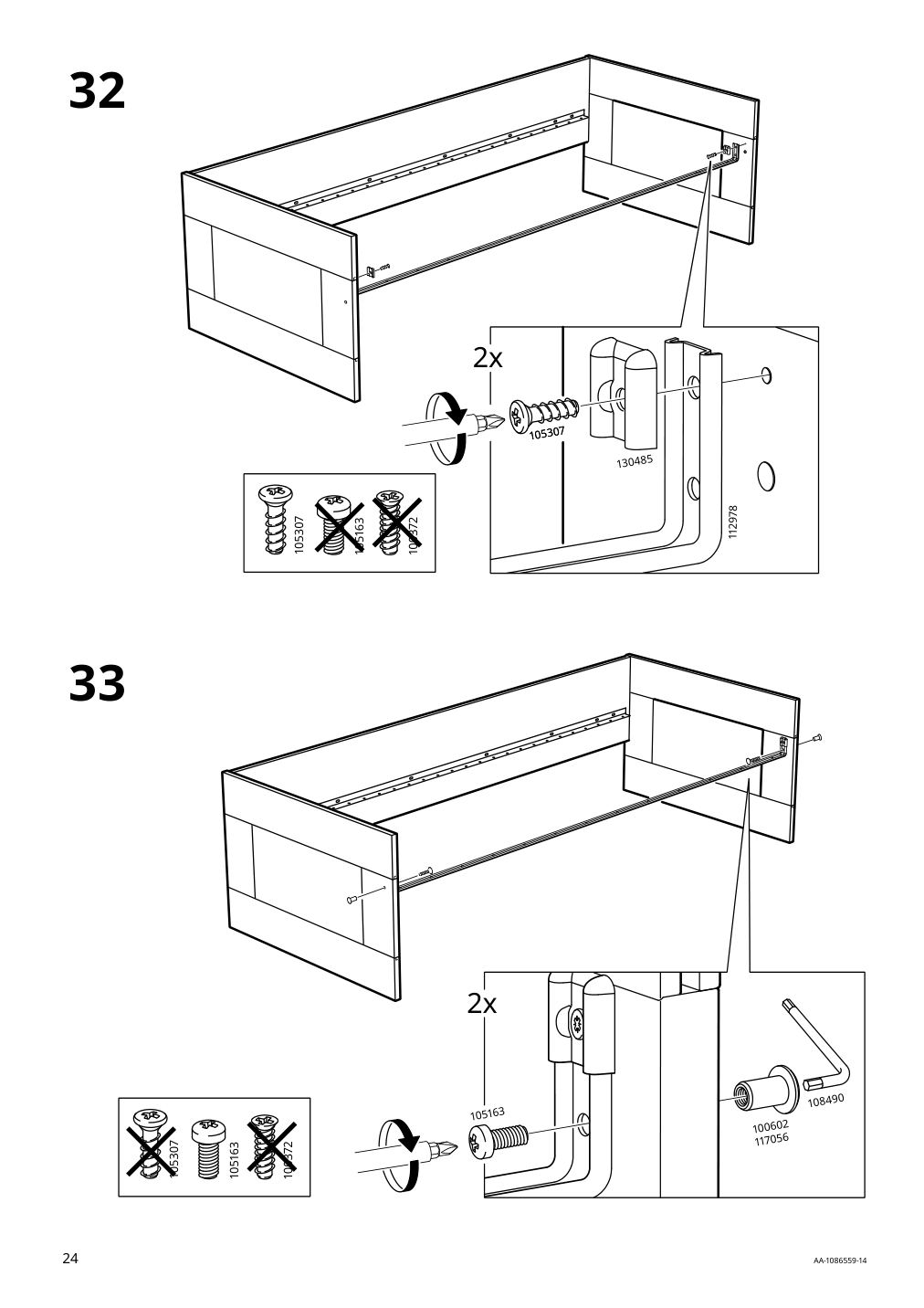 Assembly instructions for IKEA Brimnes daybed frame with 2 drawers gray | Page 24 - IKEA BRIMNES daybed with 2 drawers/2 mattresses 395.006.76