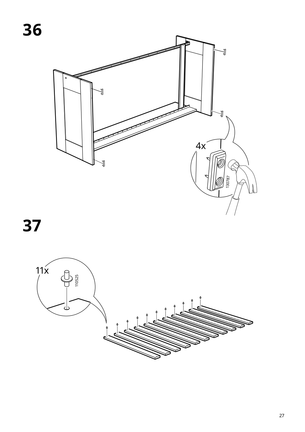 Assembly instructions for IKEA Brimnes daybed frame with 2 drawers gray | Page 27 - IKEA BRIMNES daybed with 2 drawers/2 mattresses 395.006.76