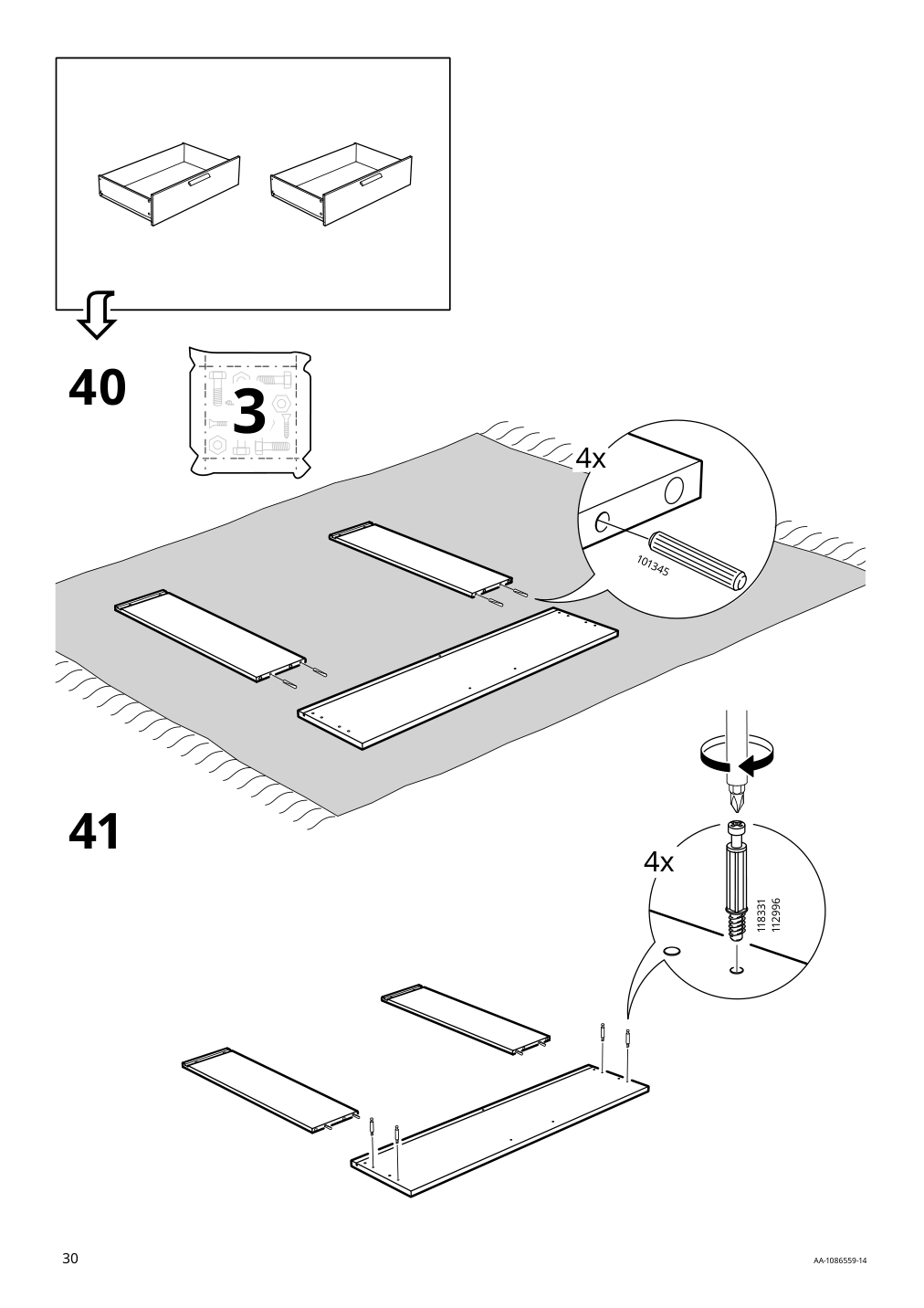 Assembly instructions for IKEA Brimnes daybed frame with 2 drawers gray | Page 30 - IKEA BRIMNES daybed with 2 drawers/2 mattresses 395.006.76