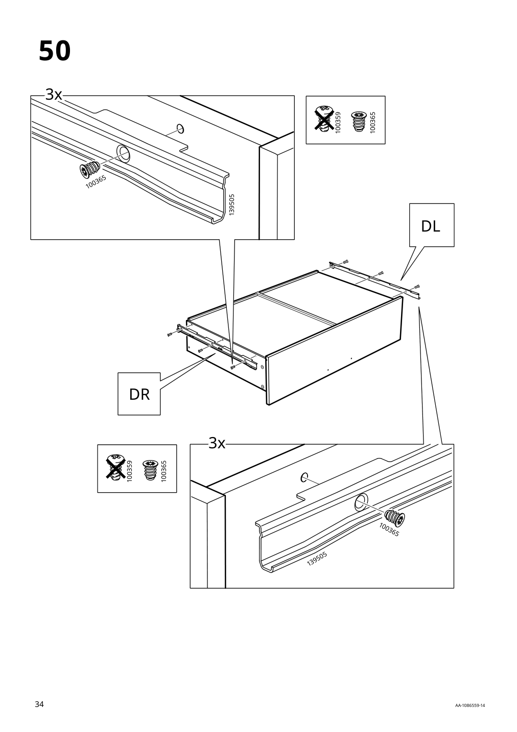 Assembly instructions for IKEA Brimnes daybed frame with 2 drawers gray | Page 34 - IKEA BRIMNES daybed with 2 drawers/2 mattresses 395.006.76