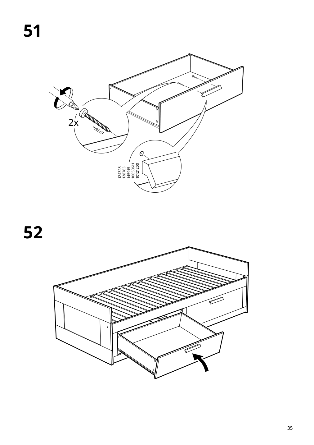 Assembly instructions for IKEA Brimnes daybed frame with 2 drawers gray | Page 35 - IKEA BRIMNES daybed with 2 drawers/2 mattresses 395.006.76