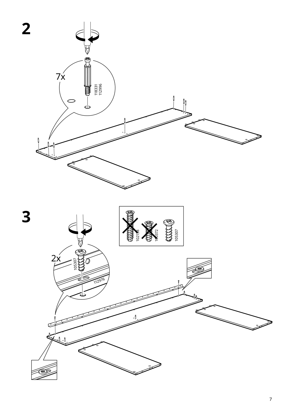 Assembly instructions for IKEA Brimnes daybed frame with 2 drawers gray | Page 7 - IKEA BRIMNES daybed with 2 drawers/2 mattresses 395.006.76