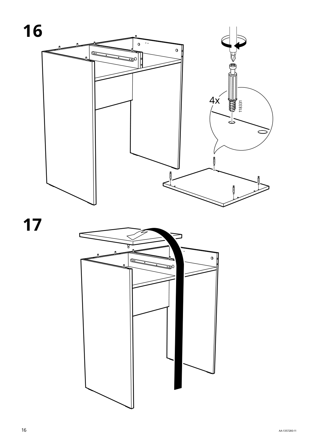 Assembly instructions for IKEA Brimnes dressing table white | Page 16 - IKEA BRIMNES dressing table 702.904.59