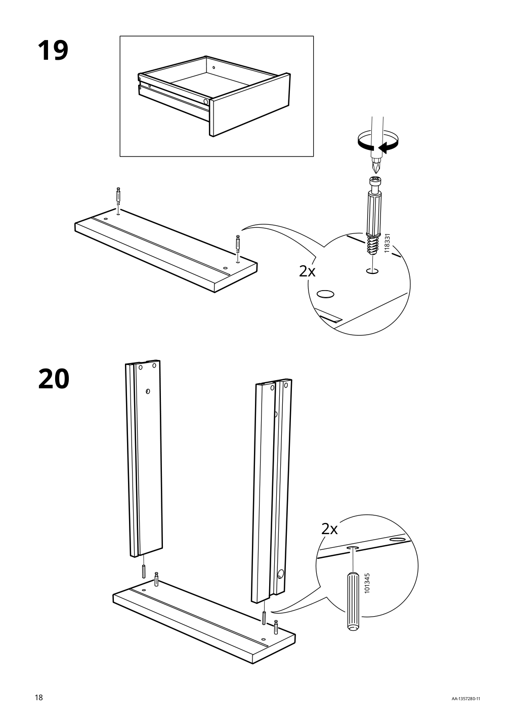 Assembly instructions for IKEA Brimnes dressing table gray | Page 18 - IKEA BRIMNES dressing table 104.702.60