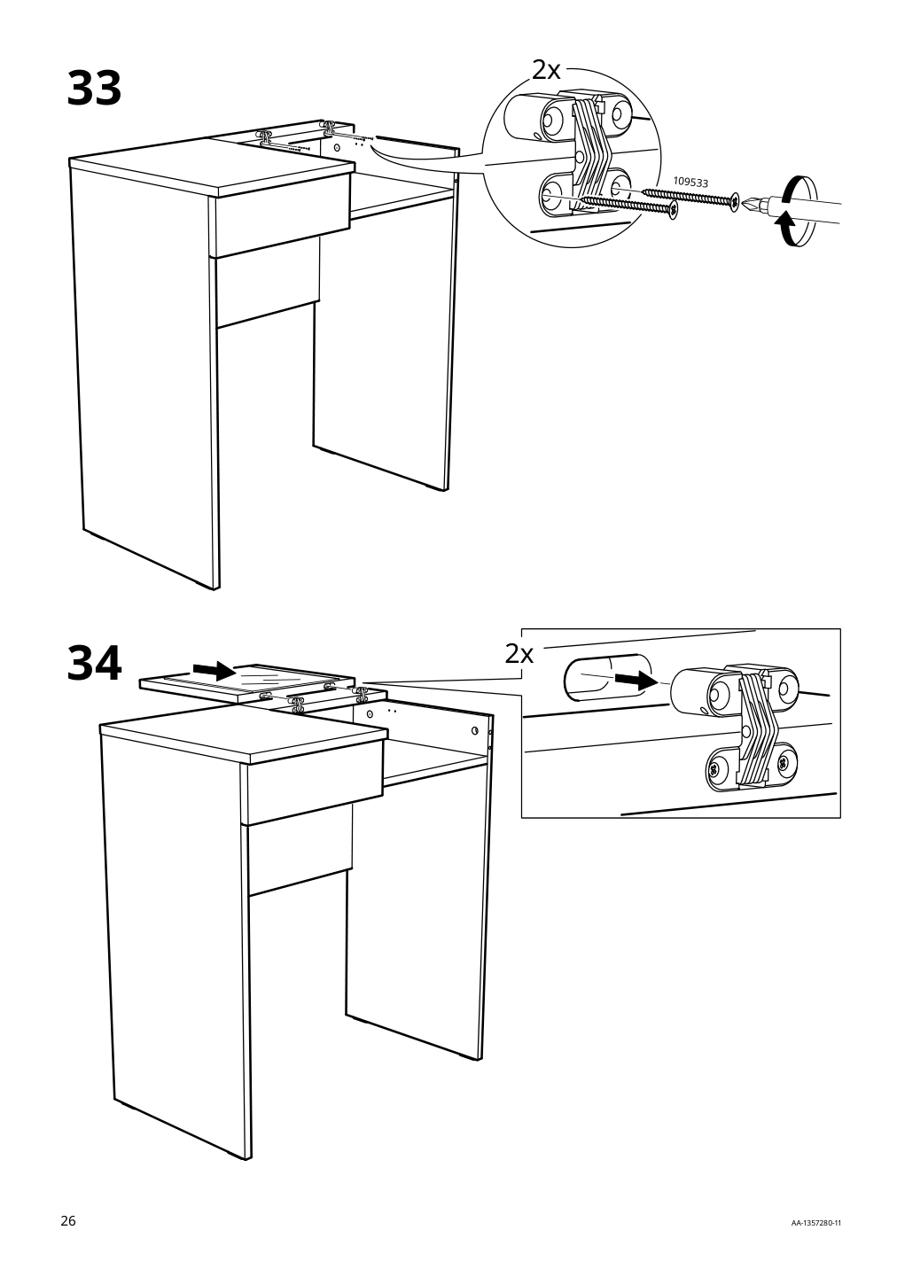 Assembly instructions for IKEA Brimnes dressing table gray | Page 26 - IKEA BRIMNES dressing table 104.702.60