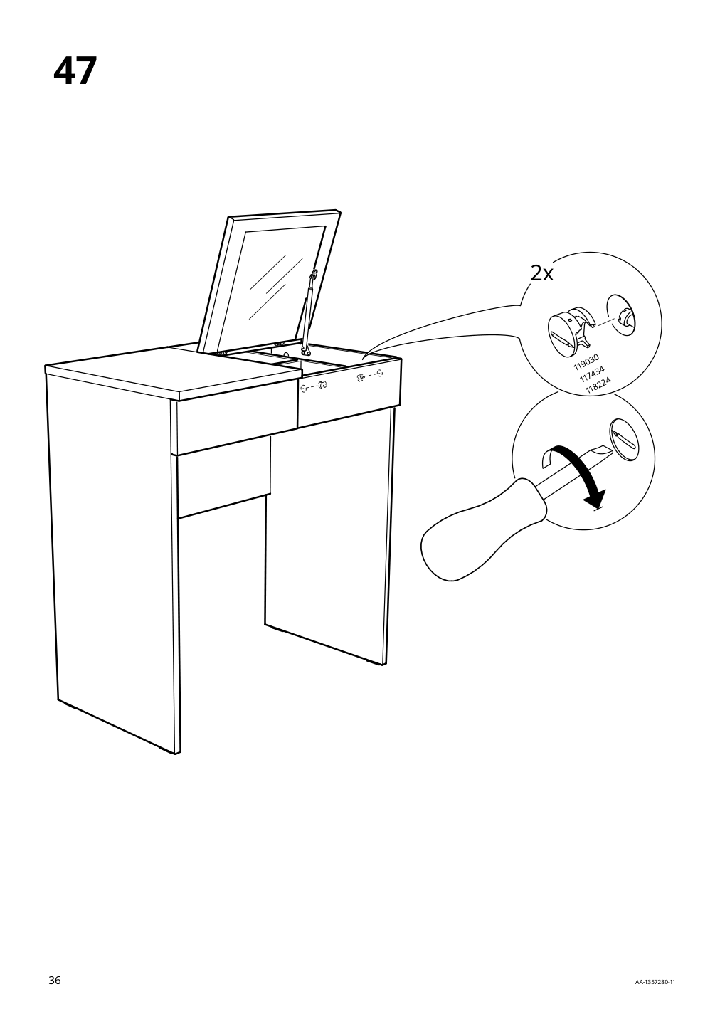 Assembly instructions for IKEA Brimnes dressing table gray | Page 36 - IKEA BRIMNES dressing table 104.702.60