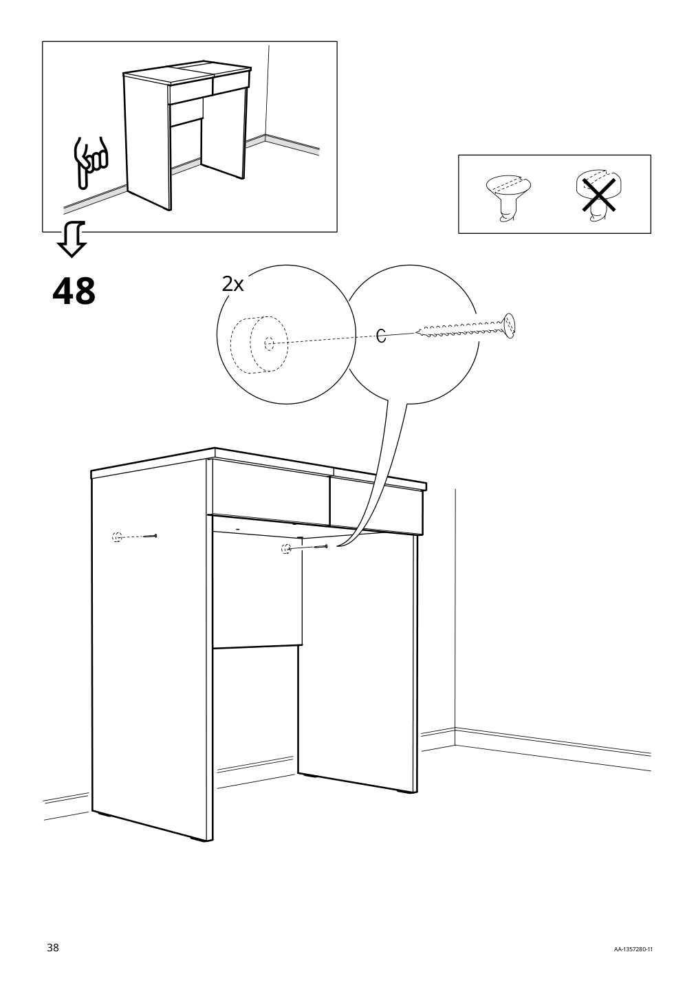 Assembly instructions for IKEA Brimnes dressing table gray | Page 38 - IKEA BRIMNES dressing table 104.702.60