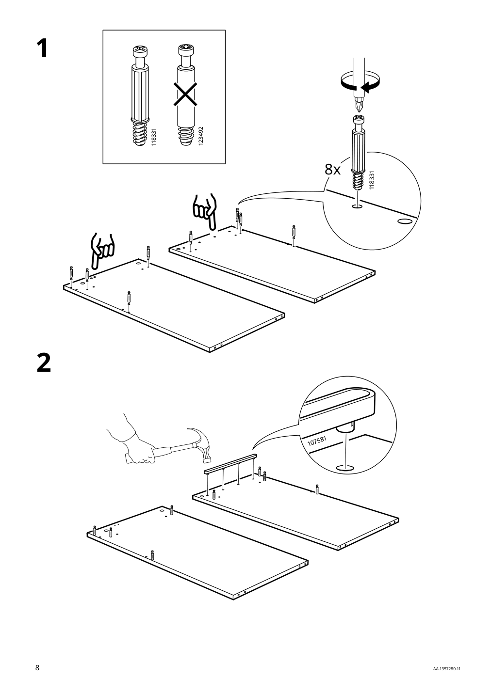 Assembly instructions for IKEA Brimnes dressing table gray | Page 8 - IKEA BRIMNES dressing table 104.702.60