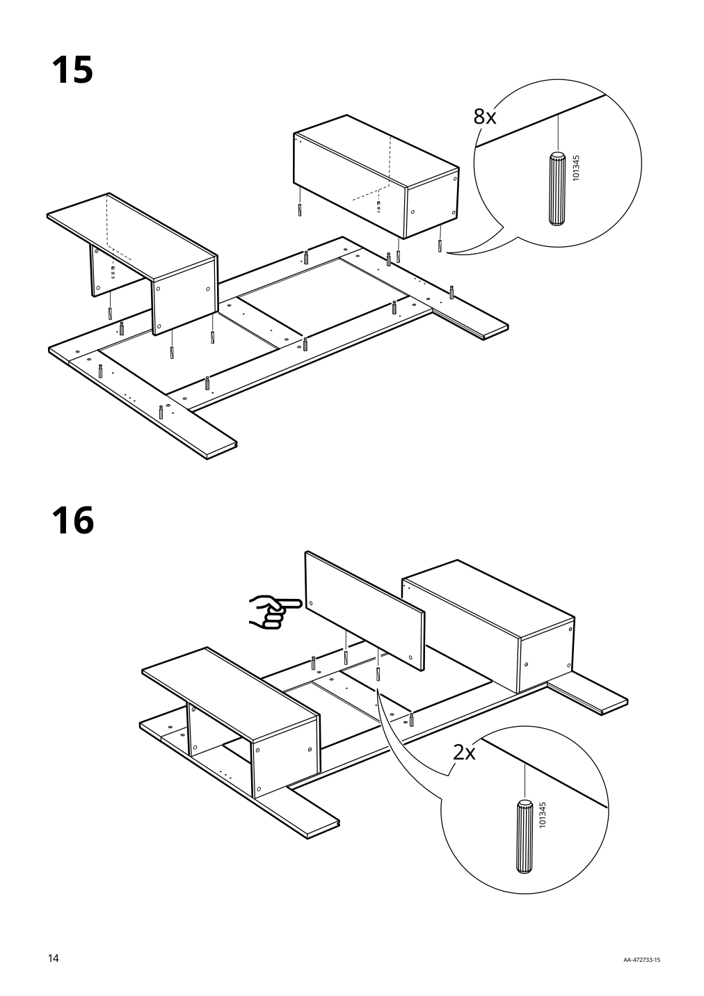 Assembly instructions for IKEA Brimnes headboard with storage compartment gray | Page 14 - IKEA BRIMNES bed frame with storage & headboard 993.248.64