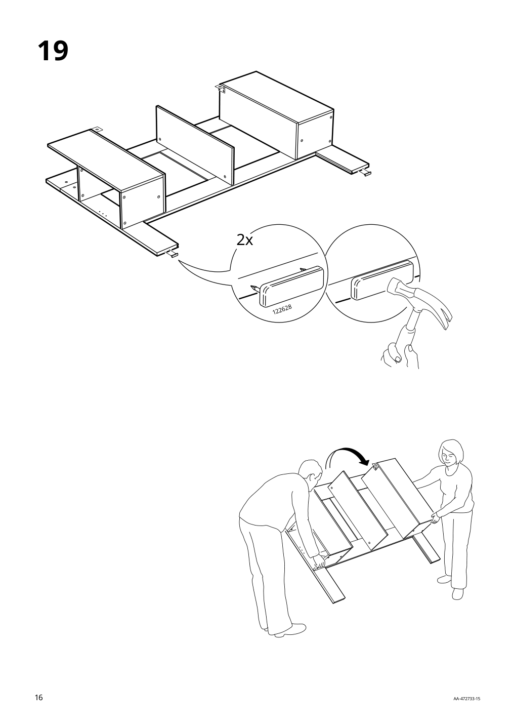 Assembly instructions for IKEA Brimnes headboard with storage compartment gray | Page 16 - IKEA BRIMNES bed frame with storage & headboard 993.248.64