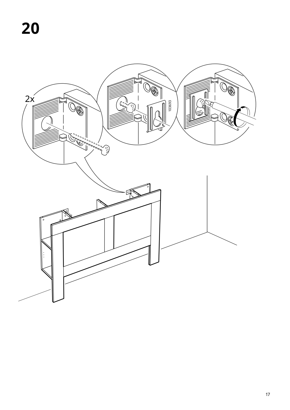 Assembly instructions for IKEA Brimnes headboard with storage compartment gray | Page 17 - IKEA BRIMNES bed frame with storage & headboard 993.248.64