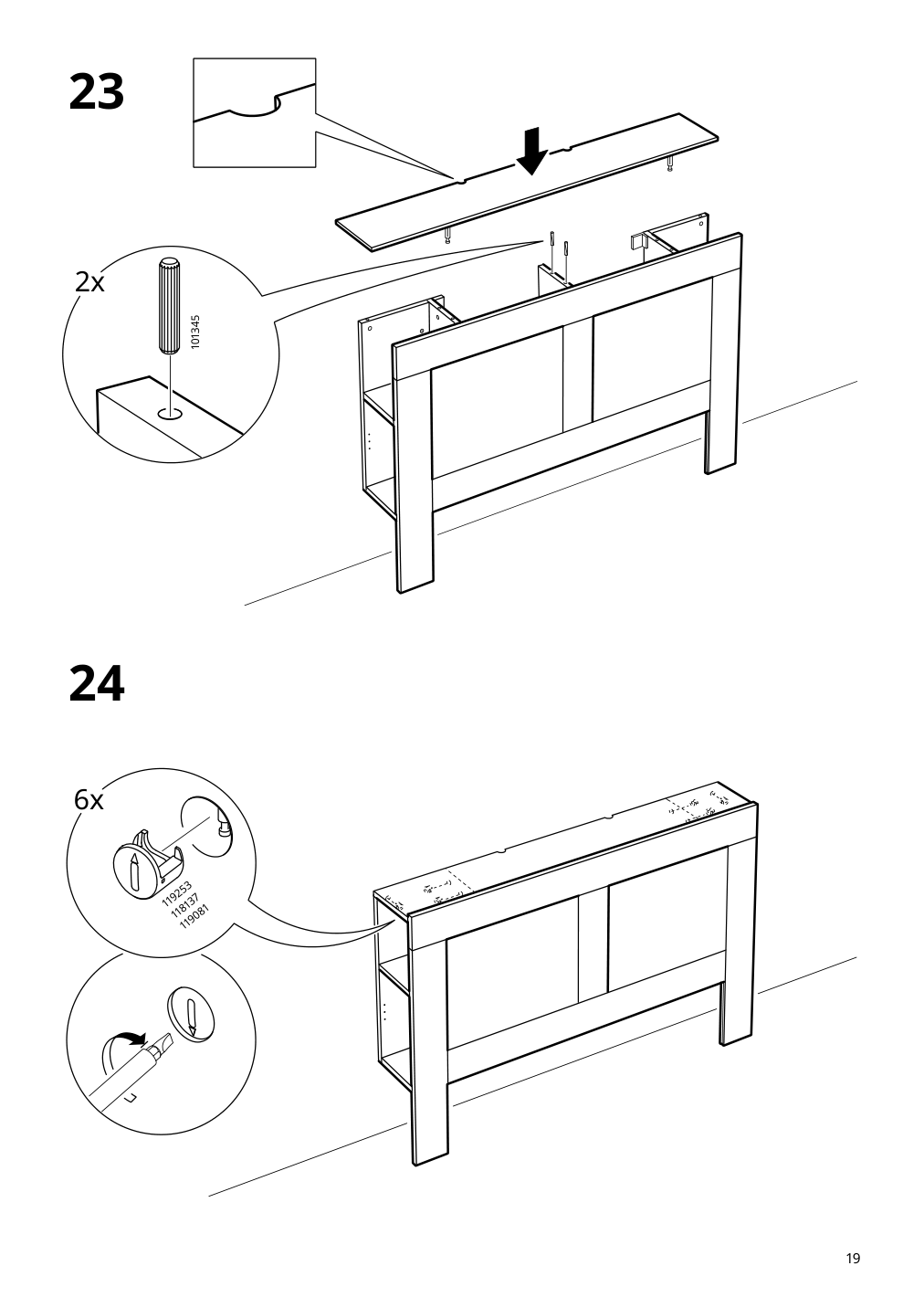 Assembly instructions for IKEA Brimnes headboard with storage compartment white | Page 19 - IKEA BRIMNES bed frame with storage & headboard 691.574.56