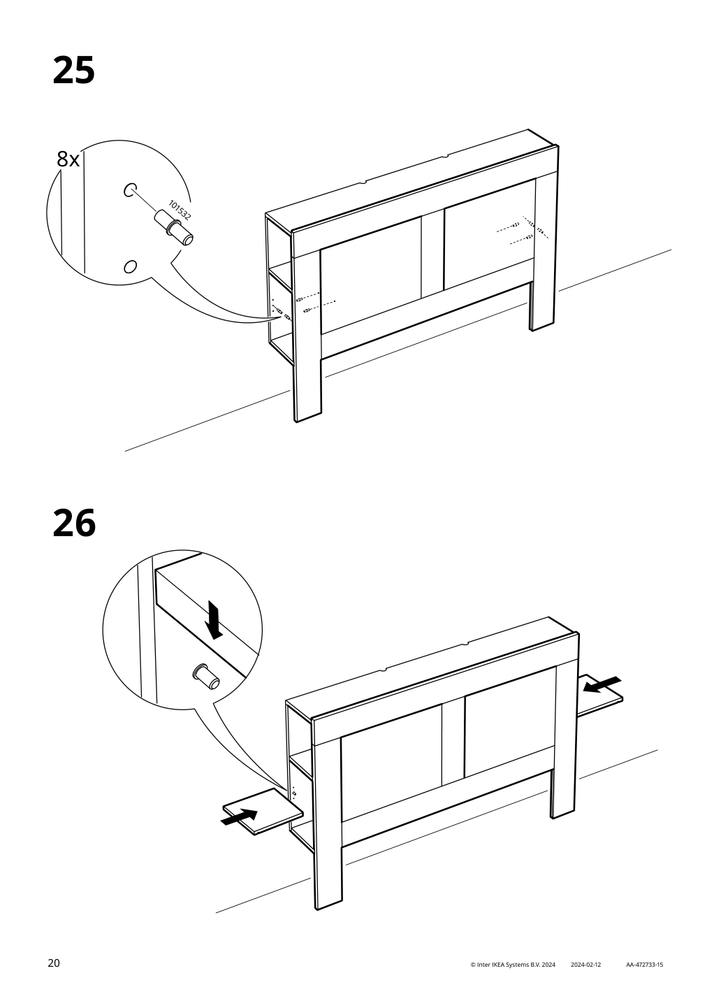 Assembly instructions for IKEA Brimnes headboard with storage compartment gray | Page 20 - IKEA BRIMNES bed frame with storage & headboard 993.248.64