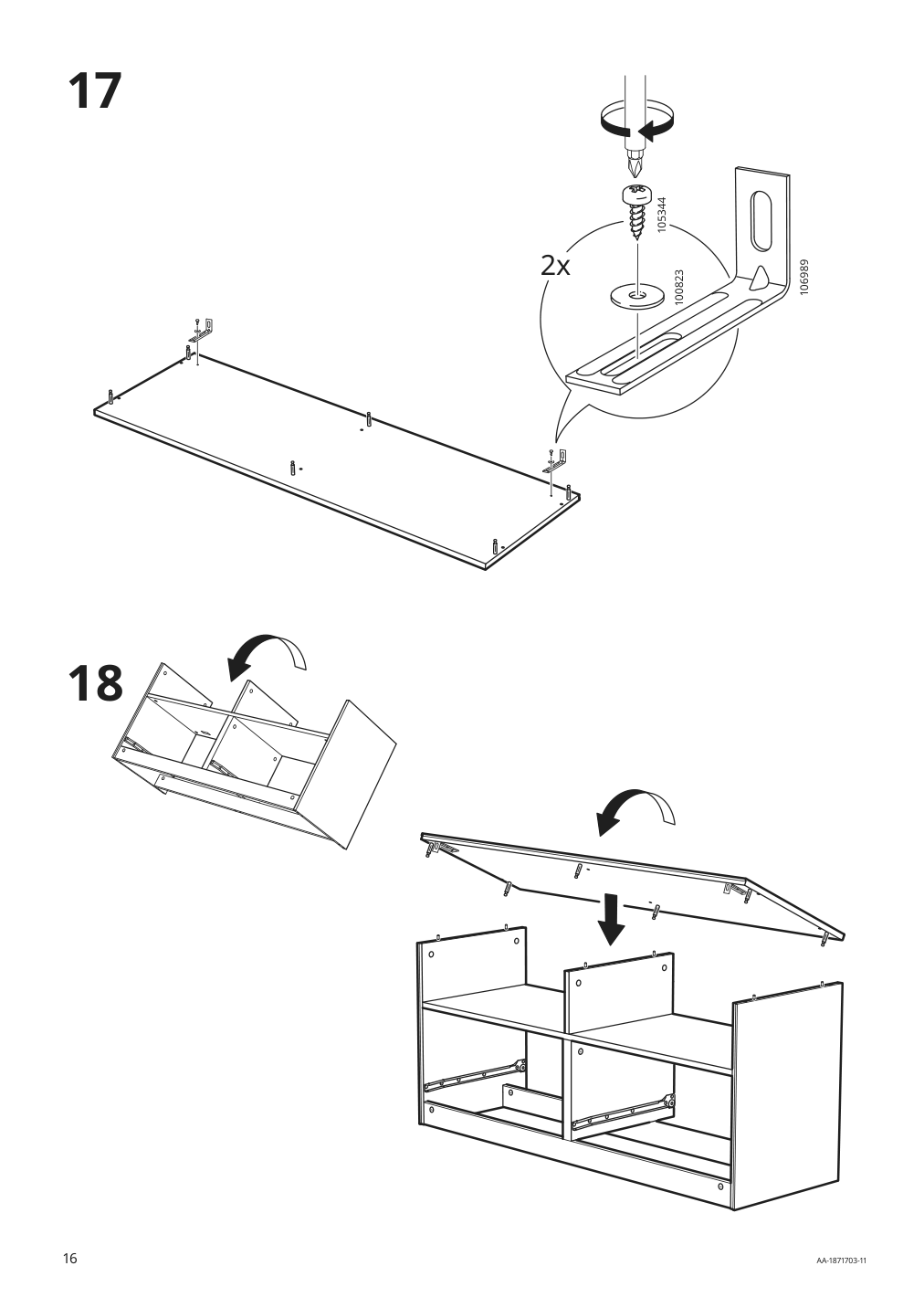 Assembly instructions for IKEA Brimnes tv unit black | Page 16 - IKEA BRIMNES TV storage combination 595.727.33