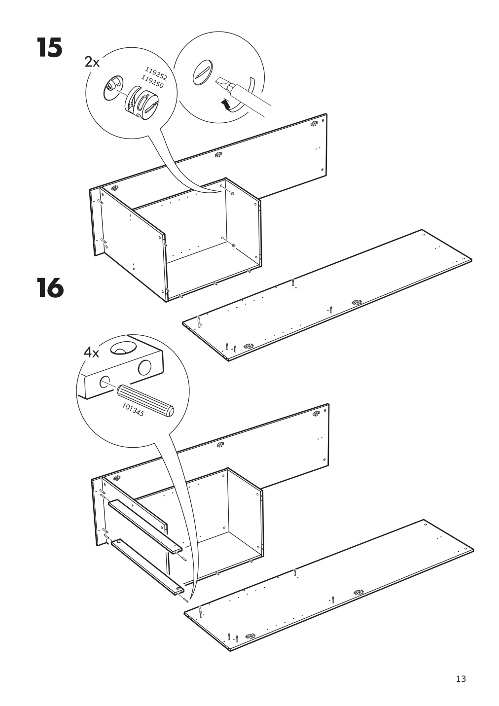 Assembly instructions for IKEA Brimnes wardrobe with 2 doors black | Page 13 - IKEA BRIMNES wardrobe with 2 doors 804.004.76