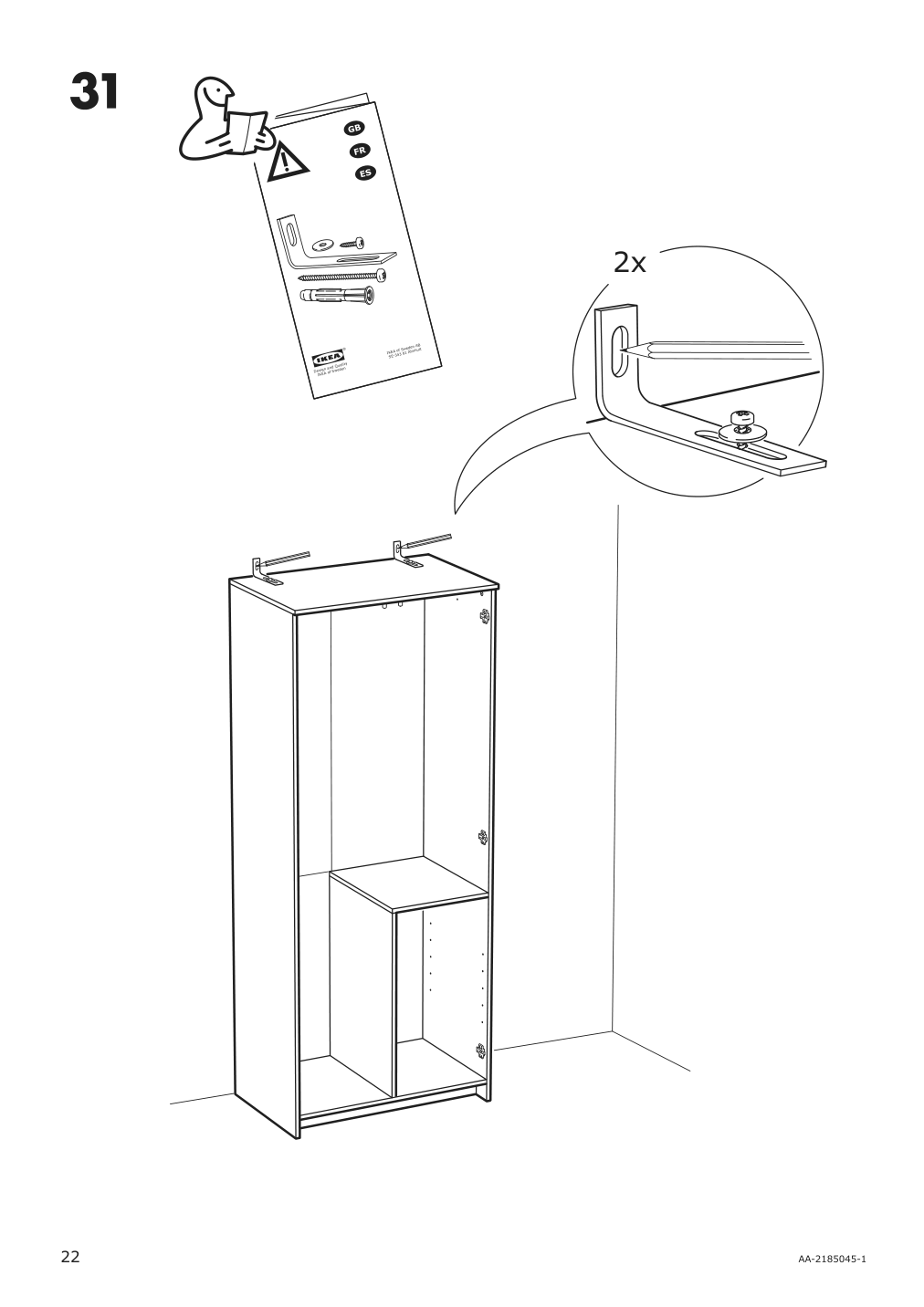 Assembly instructions for IKEA Brimnes wardrobe with 2 doors black | Page 22 - IKEA BRIMNES wardrobe with 2 doors 804.004.76