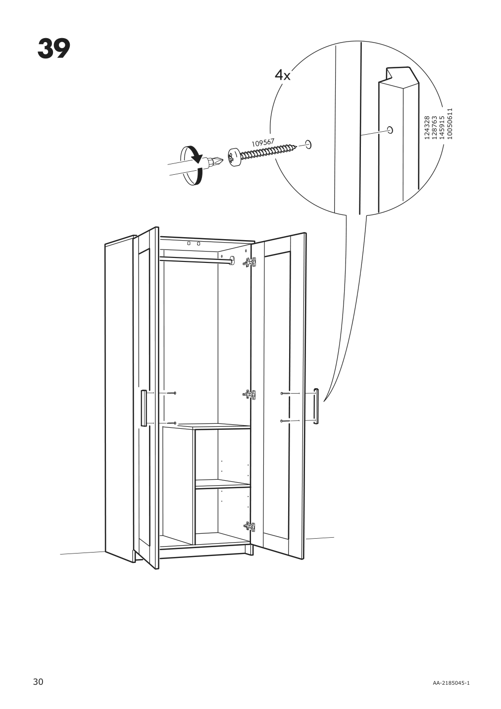 Assembly instructions for IKEA Brimnes wardrobe with 2 doors black | Page 30 - IKEA BRIMNES wardrobe with 2 doors 804.004.76