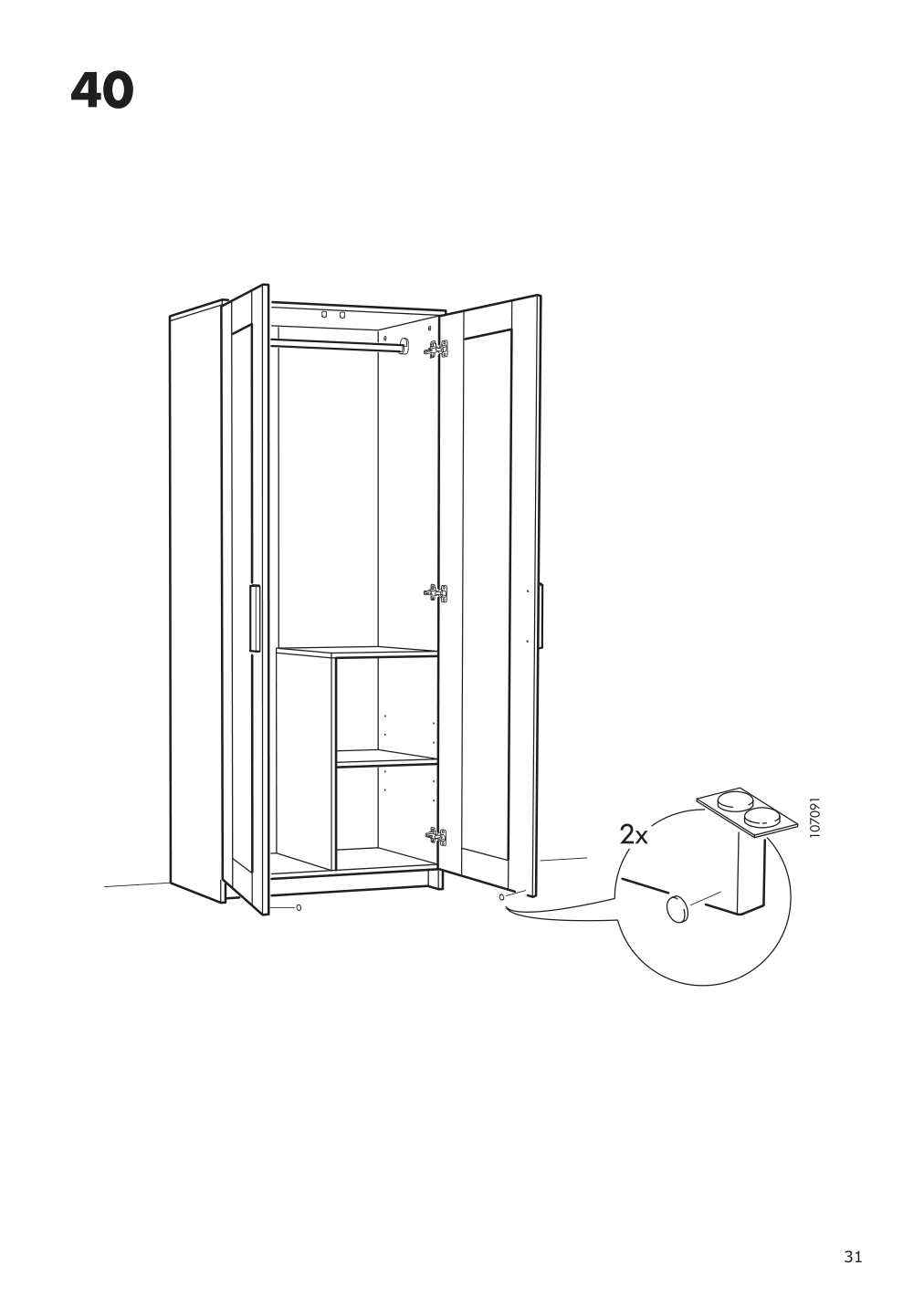 Assembly instructions for IKEA Brimnes wardrobe with 2 doors black | Page 31 - IKEA BRIMNES wardrobe with 2 doors 804.004.76