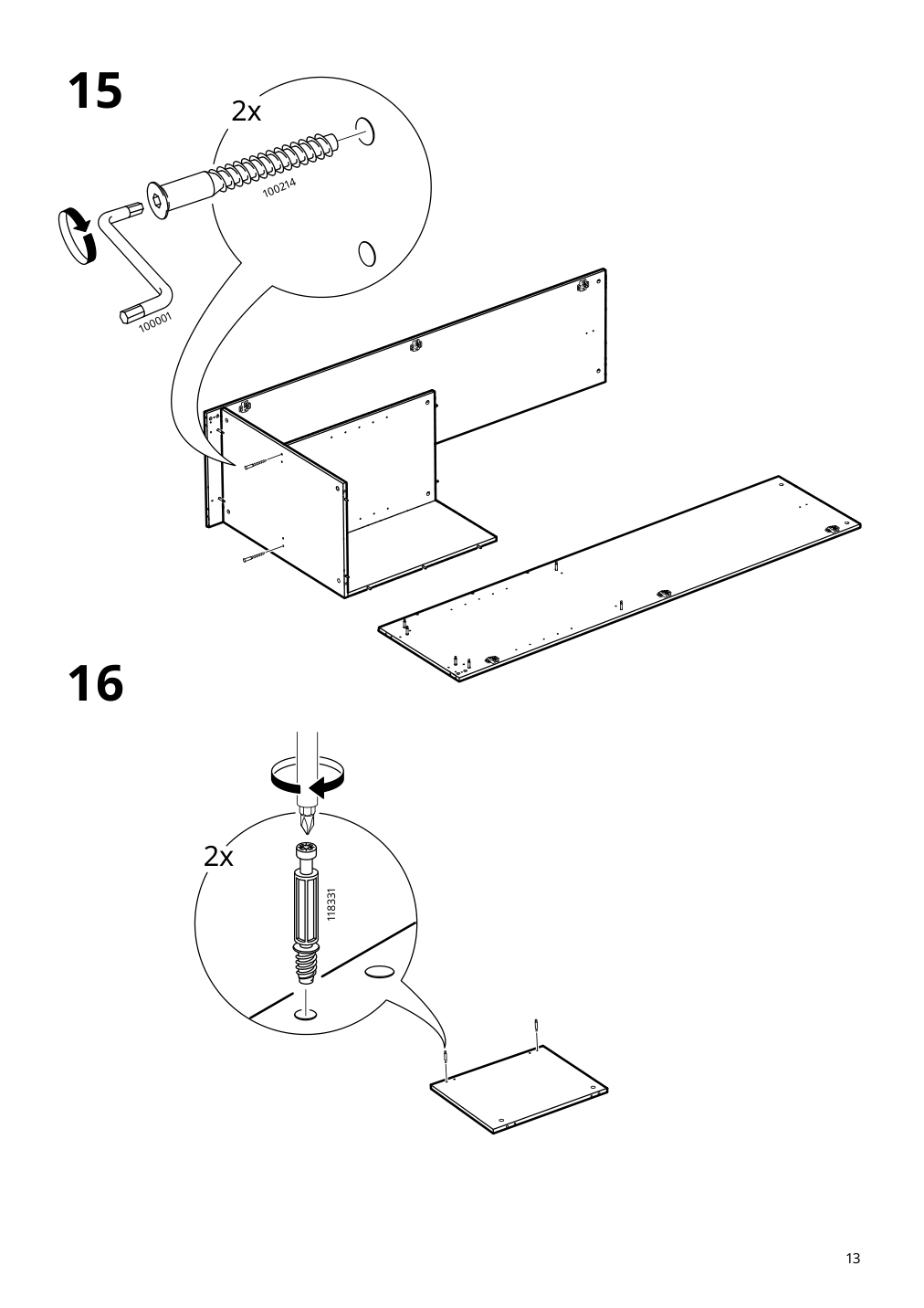 Assembly instructions for IKEA Brimnes wardrobe with 2 doors white | Page 13 - IKEA BRIMNES wardrobe with 2 doors 305.747.99