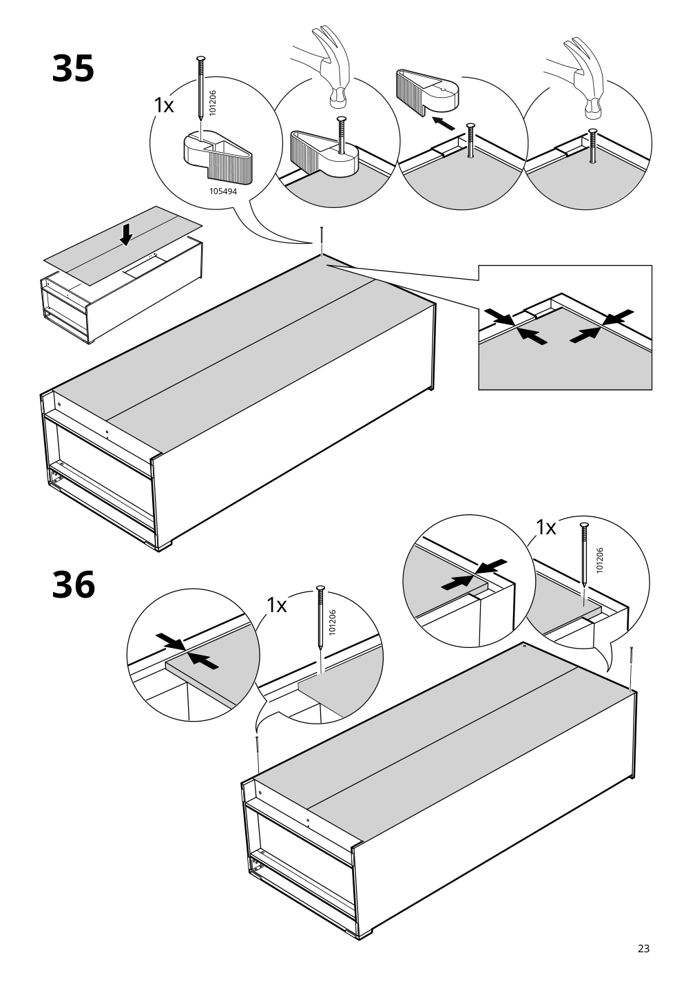 Assembly instructions for IKEA Brimnes wardrobe with 2 doors white | Page 23 - IKEA BRIMNES wardrobe with 2 doors 305.747.99