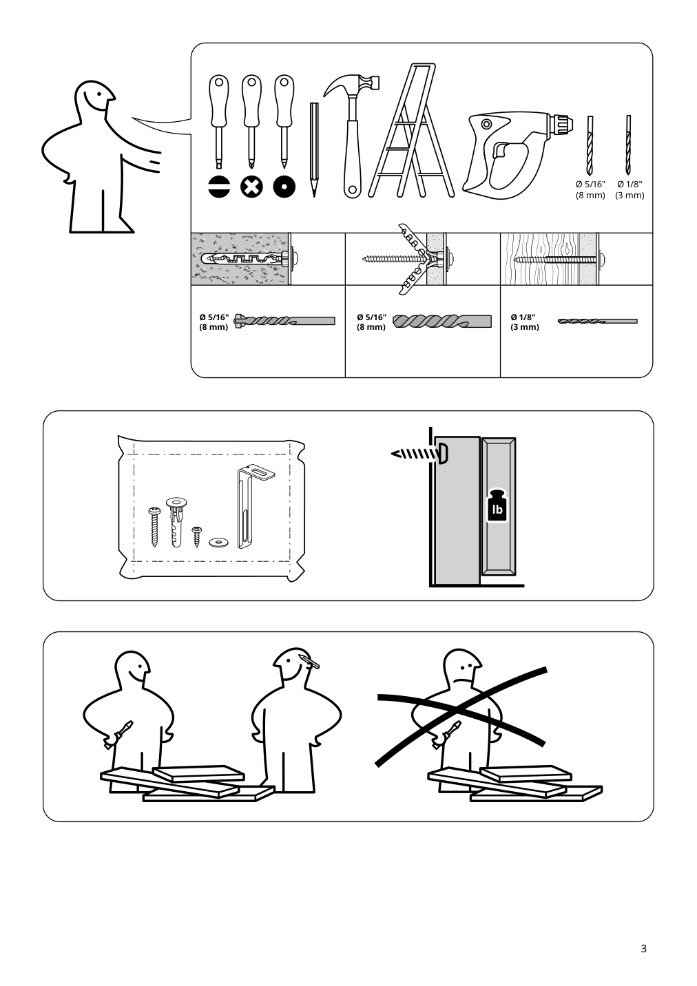 Assembly instructions for IKEA Brimnes wardrobe with 2 doors white | Page 3 - IKEA BRIMNES wardrobe with 2 doors 305.747.99