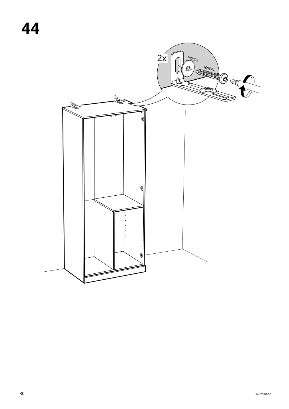 Assembly instructions for IKEA Brimnes wardrobe with 2 doors white | Page 30 - IKEA BRIMNES wardrobe with 2 doors 305.747.99