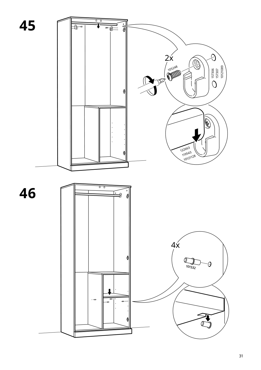 Assembly instructions for IKEA Brimnes wardrobe with 2 doors white | Page 31 - IKEA BRIMNES wardrobe with 2 doors 305.747.99