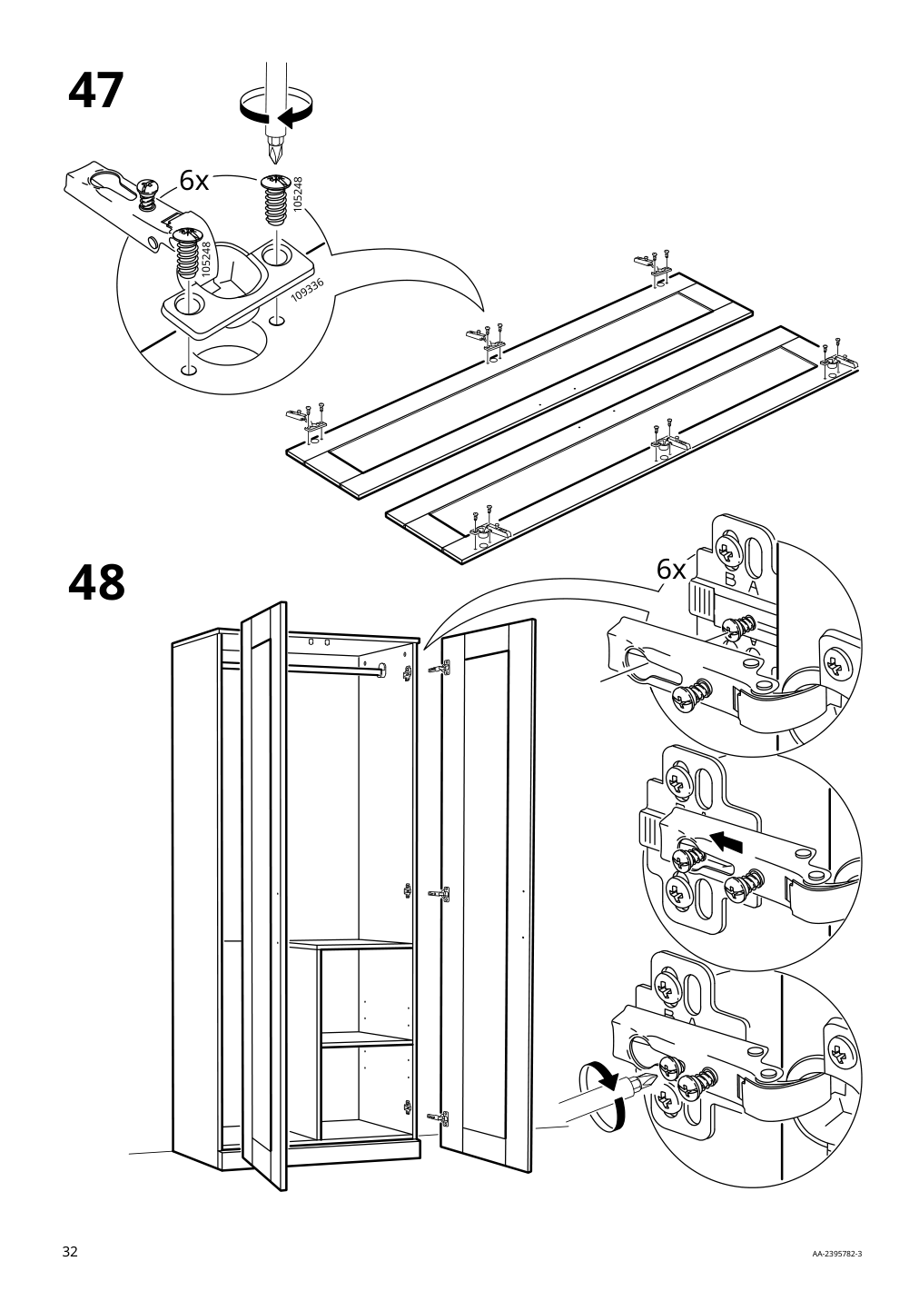 Assembly instructions for IKEA Brimnes wardrobe with 2 doors white | Page 32 - IKEA BRIMNES wardrobe with 2 doors 305.747.99