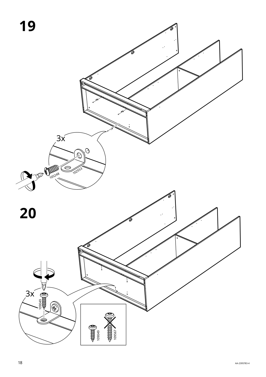 Assembly instructions for IKEA Brimnes wardrobe with 3 doors white | Page 18 - IKEA BRIMNES wardrobe with 3 doors 905.748.00