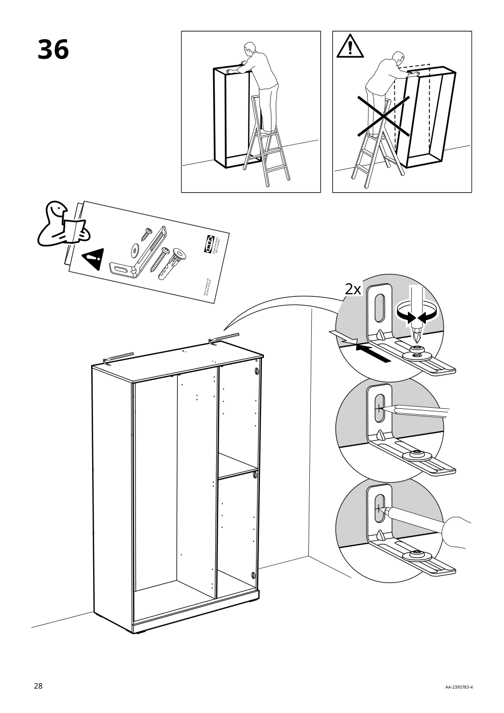 Assembly instructions for IKEA Brimnes wardrobe with 3 doors white | Page 28 - IKEA BRIMNES wardrobe with 3 doors 905.748.00