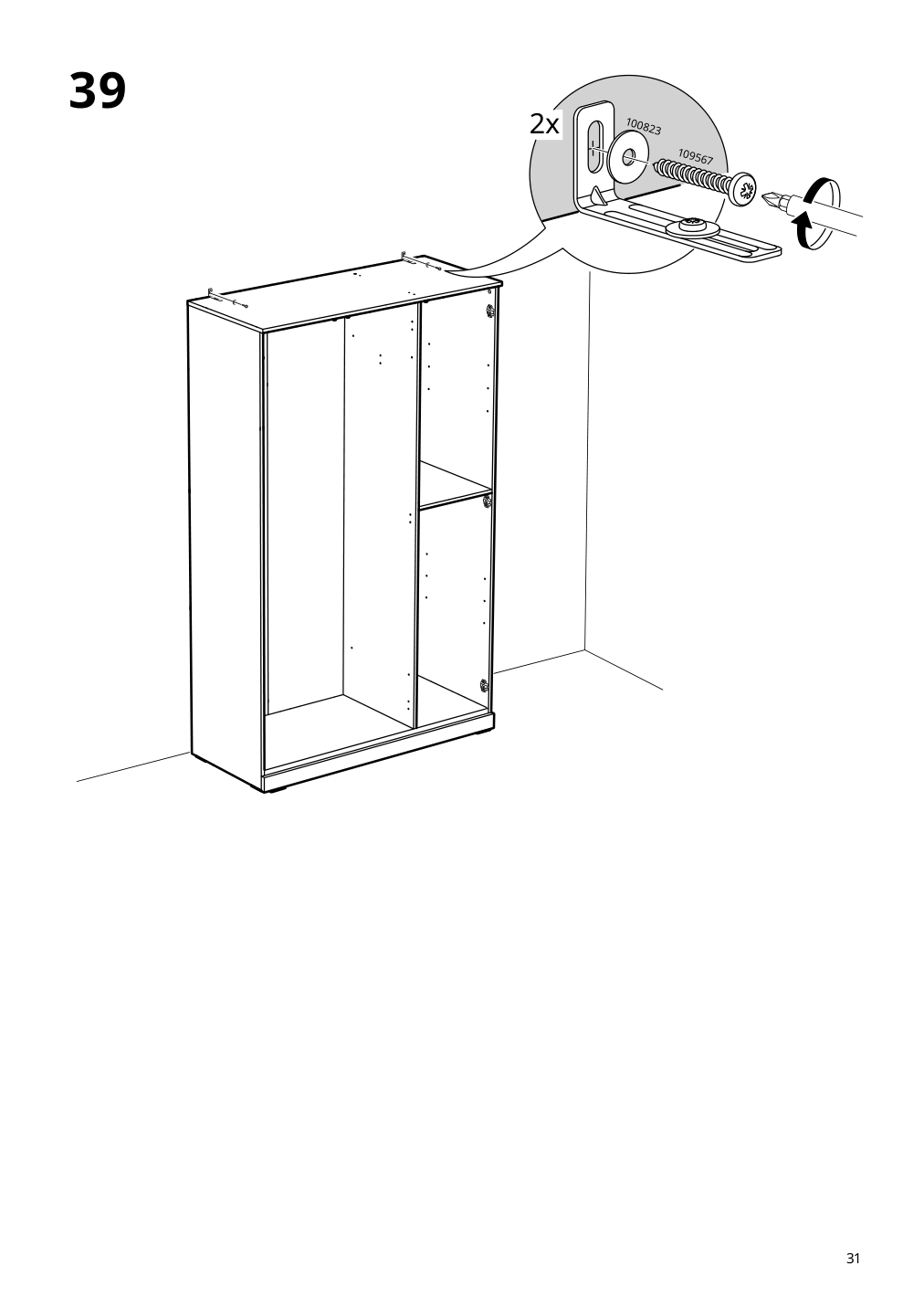 Assembly instructions for IKEA Brimnes wardrobe with 3 doors black | Page 31 - IKEA BRIMNES wardrobe with 3 doors 903.236.04