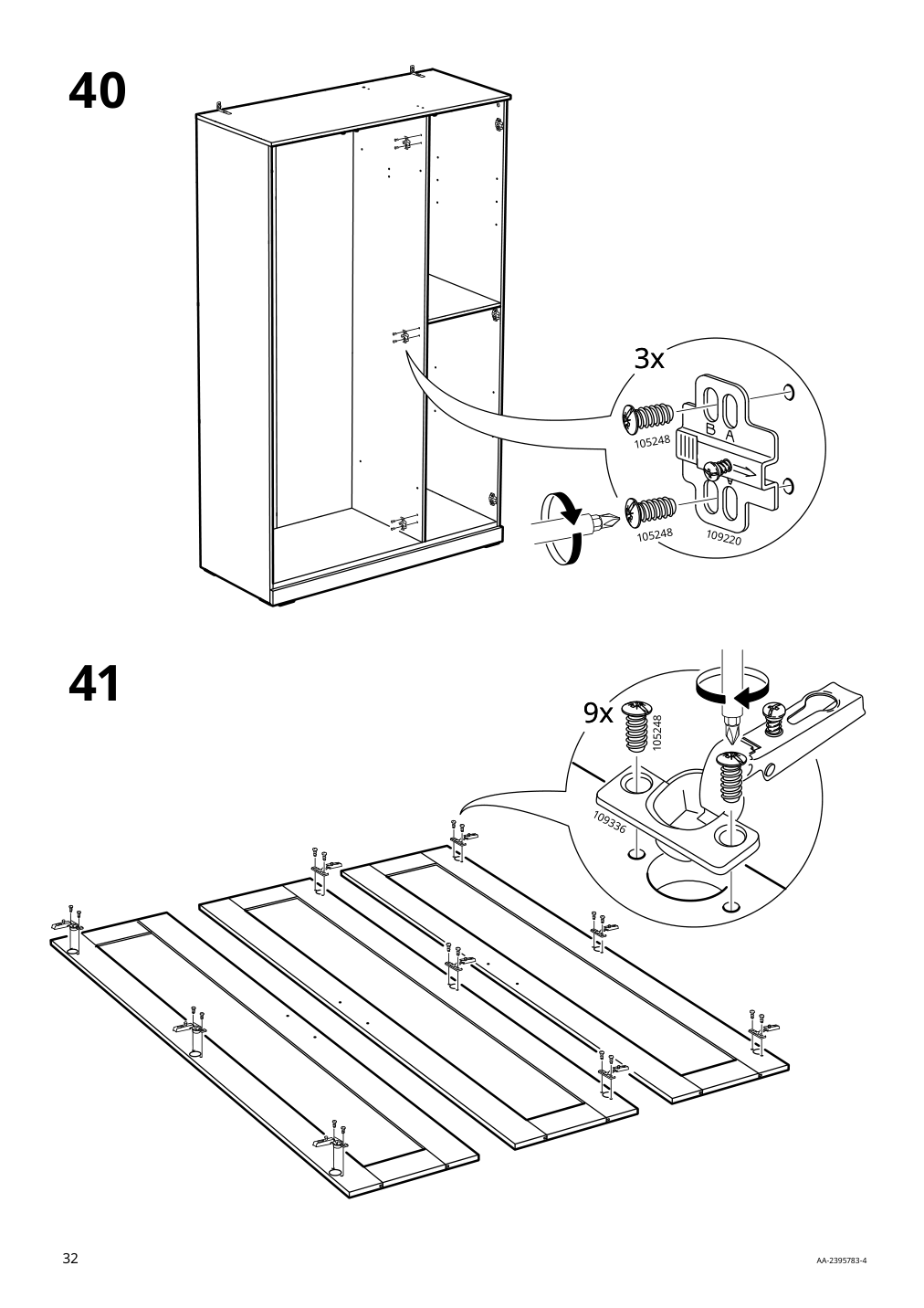 Assembly instructions for IKEA Brimnes wardrobe with 3 doors white | Page 32 - IKEA BRIMNES wardrobe with 3 doors 905.748.00